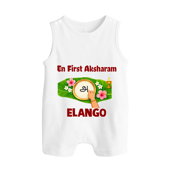  En First Aksharam Button Romper - WHITE - New Born (Chest 18")