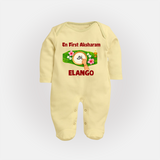  En First Aksharam Full Body Suit - PASTEL YELLOW - New Born (Chest 7.5")