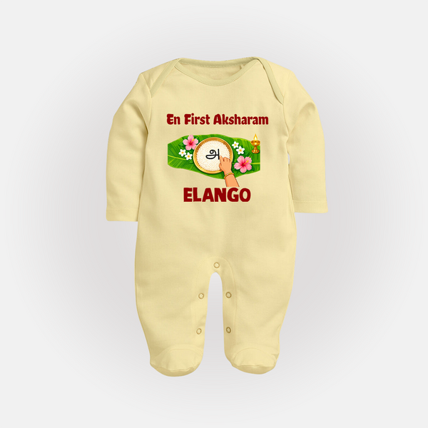  En First Aksharam Full Body Suit - PASTEL YELLOW - New Born (Chest 7.5")