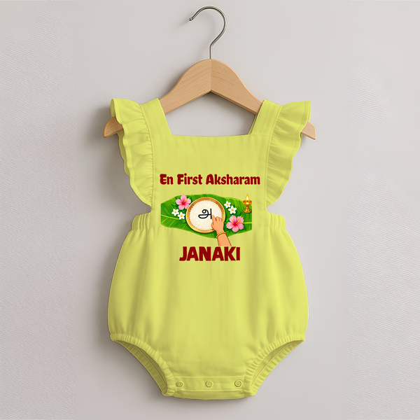  En First Aksharam Romper Frock - PASTEL YELLOW - 0 - 3 Months Old (Chest 19")
