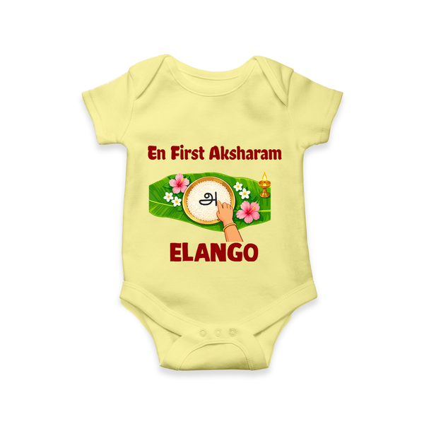  En First Aksharam Romper - PASTEL YELLOW - New Born (Chest 14")