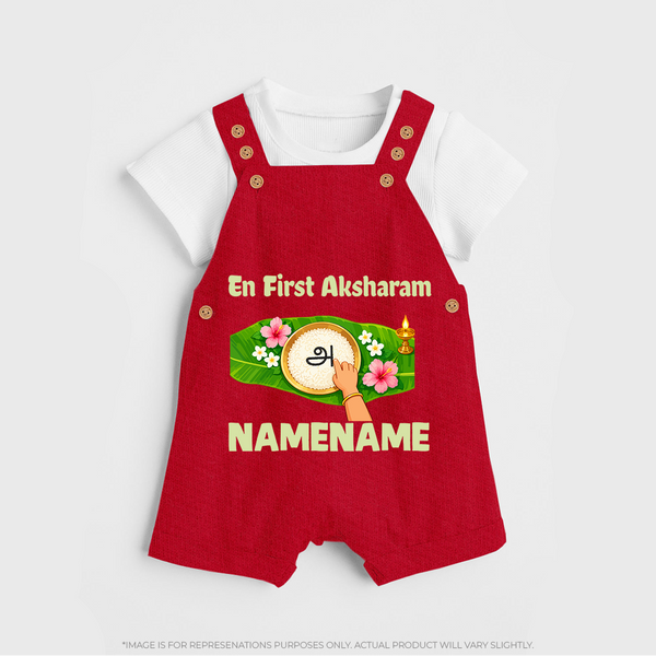  En First Aksharam Dungaree - RED - 0 - 5 Months Old (Chest 18")