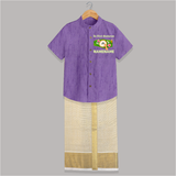 En First Aksharam Shirt and Dhoti - ROYAL PURPLE - 0 - 6 Months Old (Chest-23") (Dhoti length-14")