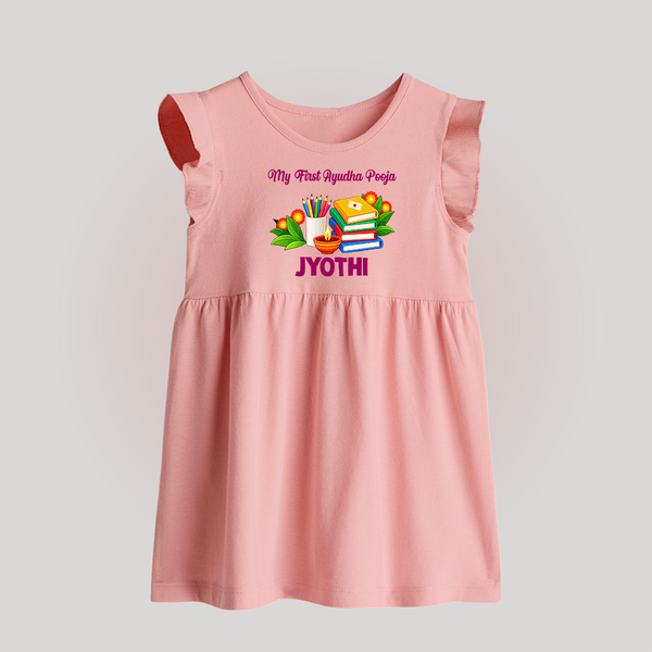  My First Ayudha Puja Books & Learning Baby Frock - BABY PINK - 0 - 3 Months Old (Chest 17")