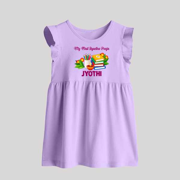  My First Ayudha Puja Books & Learning Baby Frock - LILAC - 0 - 3 Months Old (Chest 17")