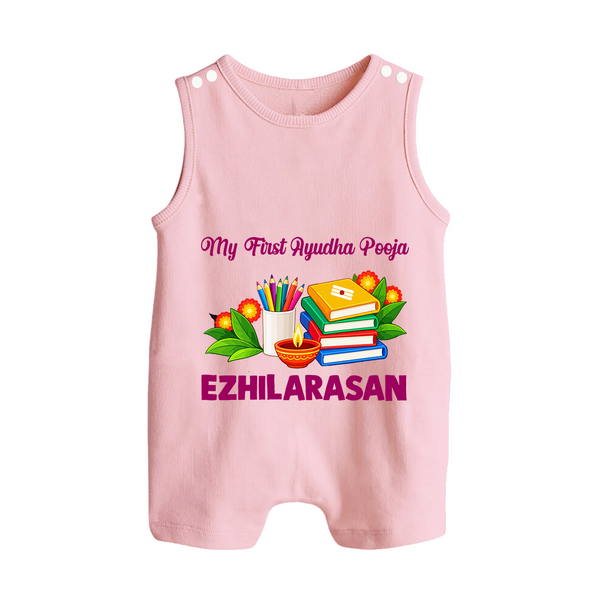  My First Ayudha Puja Books & Learning Button Romper - BABY PINK - New Born (Chest 18")