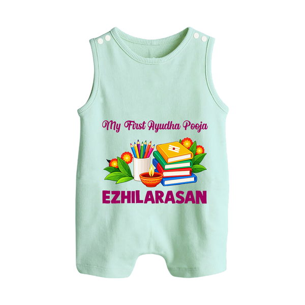  My First Ayudha Puja Books & Learning Button Romper - MINT GREEN - New Born (Chest 18")
