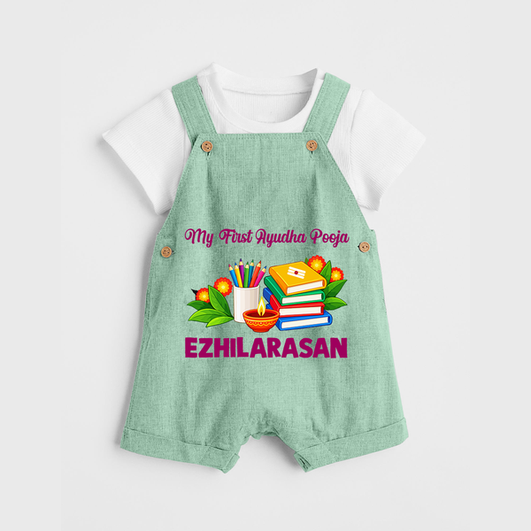  My First Ayudha Puja Books & Learning Dungaree - MINT GREEN - 0 - 5 Months Old (Chest 18")