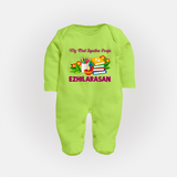  My First Ayudha Puja Books & Learning Full Body Suit - LIME GREEN - New Born (Chest 7.5")