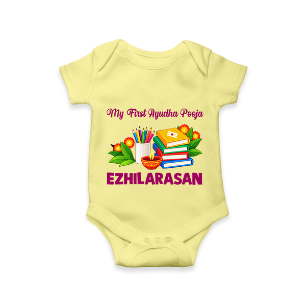  My First Ayudha Puja Books & Learning Romper - PASTEL YELLOW - New Born (Chest 14")