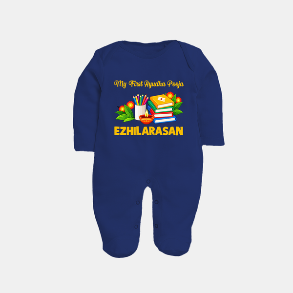  My First Ayudha Puja Books & Learning Full Body Suit - NAVY BLUE - New Born (Chest 7.5")