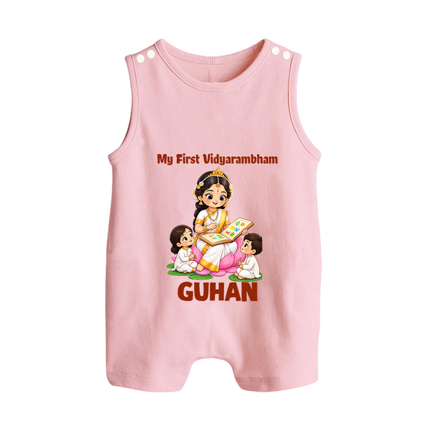  My First Vidyarambham Blessings Button Romper - BABY PINK - New Born (Chest 18")