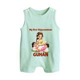 My First Vidyarambham Blessings Button Romper - MINT GREEN - New Born (Chest 18")