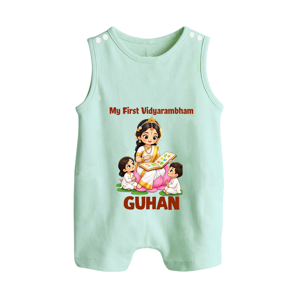  My First Vidyarambham Blessings Button Romper - MINT GREEN - New Born (Chest 18")