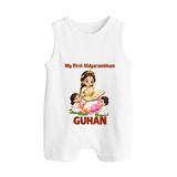 My First Vidyarambham Blessings Button Romper - WHITE - New Born (Chest 18")