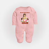 My First Vidyarambham Blessings Full Body Suit - BABY PINK - New Born (Chest 7.5")
