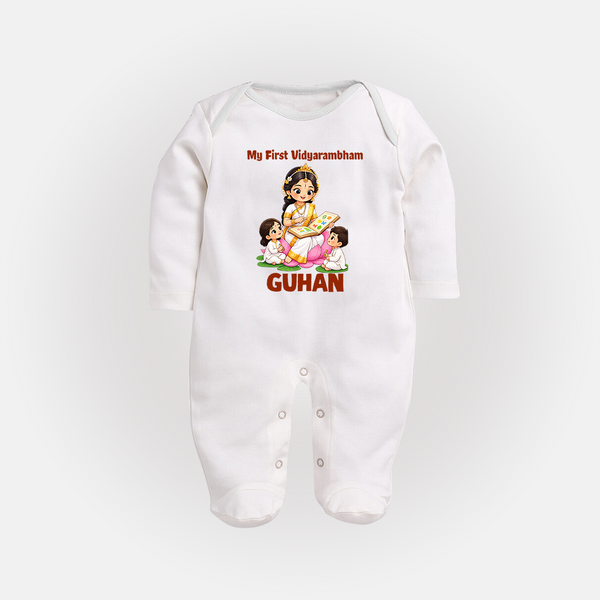 My First Vidyarambham Blessings Full Body Suit - WHITE - New Born (Chest 7.5")