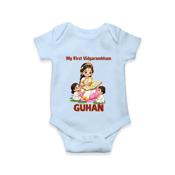  My First Vidyarambham Blessings Romper - BABY BLUE - New Born (Chest 14")