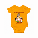  My First Vidyarambham Blessings Romper - CHROME YELLOW - New Born (Chest 14")