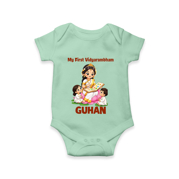  My First Vidyarambham Blessings Romper - MINT GREEN - New Born (Chest 14")