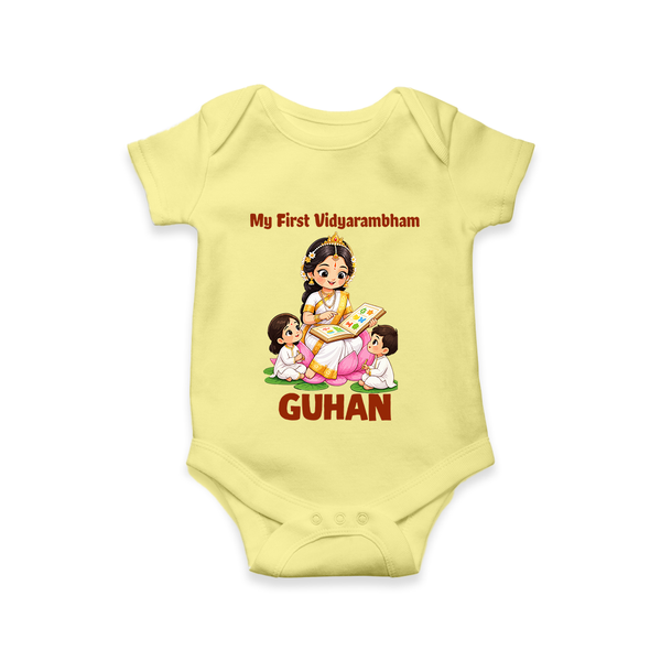  My First Vidyarambham Blessings Romper - PASTEL YELLOW - New Born (Chest 14")