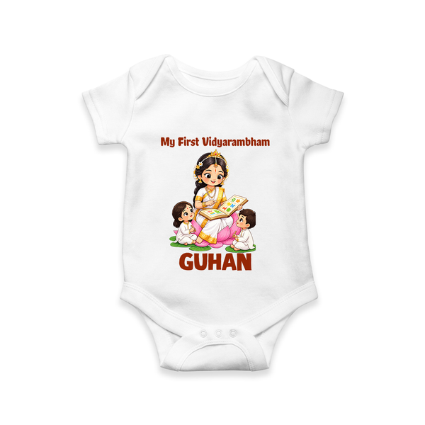  My First Vidyarambham Blessings Romper - WHITE - New Born (Chest 14")