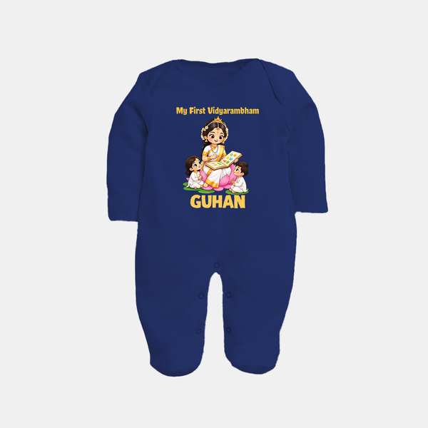 My First Vidyarambham Blessings Full Body Suit - NAVY BLUE - New Born (Chest 7.5")