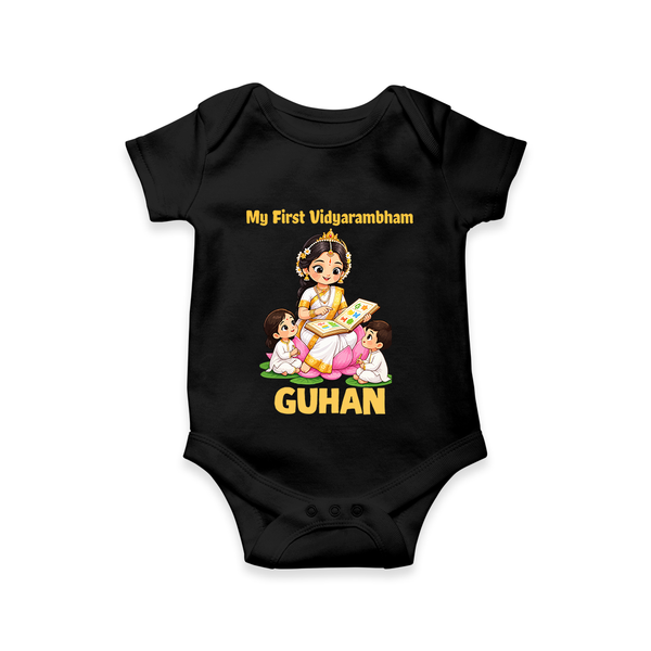  My First Vidyarambham Blessings Romper - BLACK - New Born (Chest 14")
