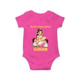  My First Vidyarambham Blessings Romper - HOT PINK - New Born (Chest 14")