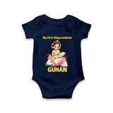  My First Vidyarambham Blessings Romper - NAVY BLUE - New Born (Chest 14")