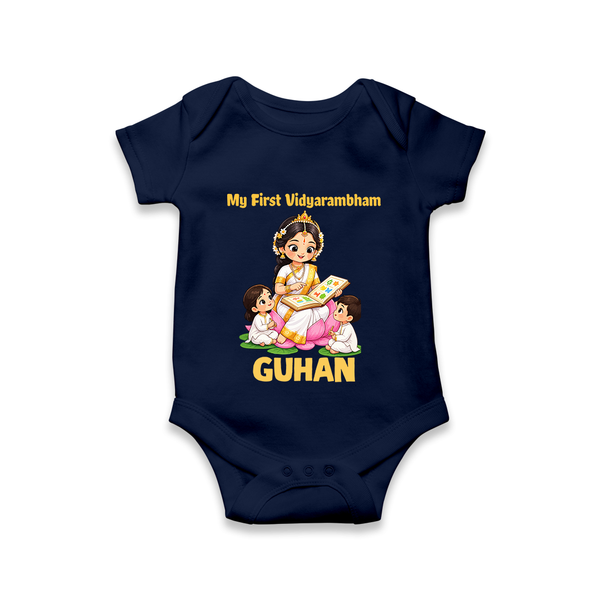  My First Vidyarambham Blessings Romper - NAVY BLUE - New Born (Chest 14")