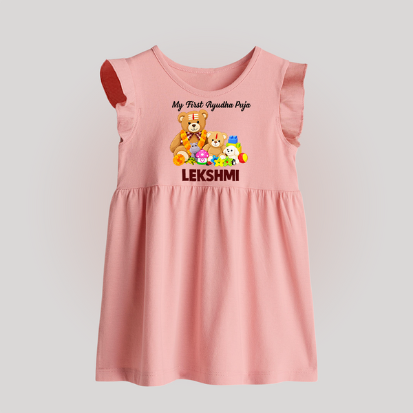  My First Ayudha Puja Teddy Joy Baby Frock - BABY PINK - 0 - 3 Months Old (Chest 17")