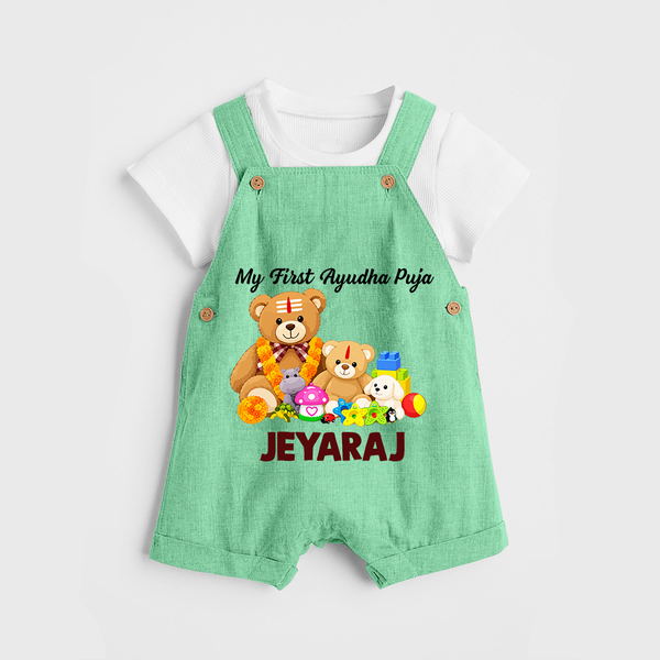 My First Ayudha Puja Teddy Joy Dungaree - GREEN - 0 - 5 Months Old (Chest 18")