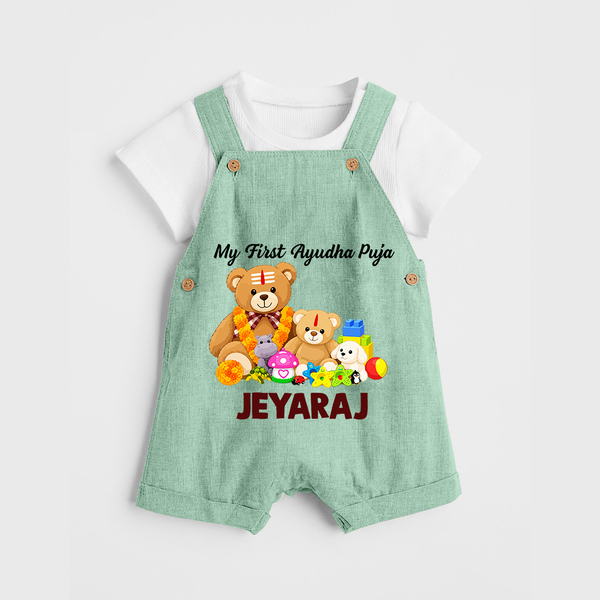 My First Ayudha Puja Teddy Joy Dungaree - MINT GREEN - 0 - 5 Months Old (Chest 18")