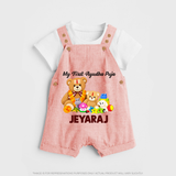 My First Ayudha Puja Teddy Joy Dungaree - PEACH - 0 - 5 Months Old (Chest 18")