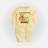  My First Ayudha Puja Teddy Joy Full Body Suit - PASTEL YELLOW - New Born (Chest 7.5")