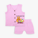 My First Ayudha Puja Teddy Joy Jabla Set - BABY PINK - 0 - 3 Months Old (Chest 9.8")