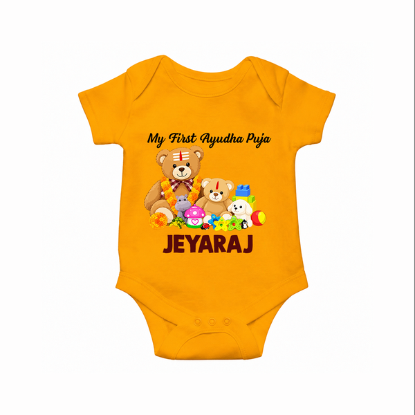 My First Ayudha Puja Teddy Joy Romper - CHROME YELLOW - New Born (Chest 14")