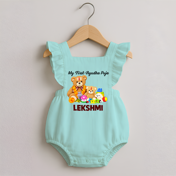  My First Ayudha Puja Teddy Joy Romper Frock - MINT GREEN - 0 - 3 Months Old (Chest 19")