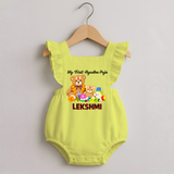  My First Ayudha Puja Teddy Joy Romper Frock - PASTEL YELLOW - 0 - 3 Months Old (Chest 19")