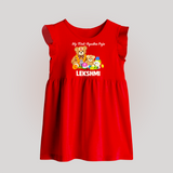  My First Ayudha Puja Teddy Joy Baby Frock - RED - 0 - 3 Months Old (Chest 17")