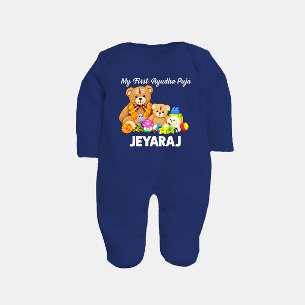  My First Ayudha Puja Teddy Joy Full Body Suit - NAVY BLUE - New Born (Chest 7.5")