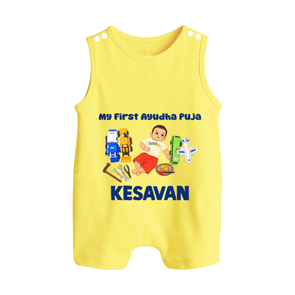 My First Ayudha Puja Toy World Button Romper - PASTEL YELLOW - New Born (Chest 18")