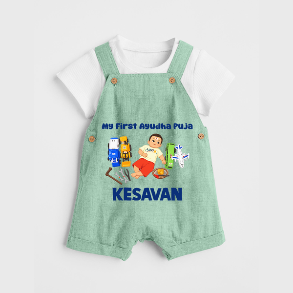 My First Ayudha Puja Toy World Dungaree - MINT GREEN - 0 - 5 Months Old (Chest 18")