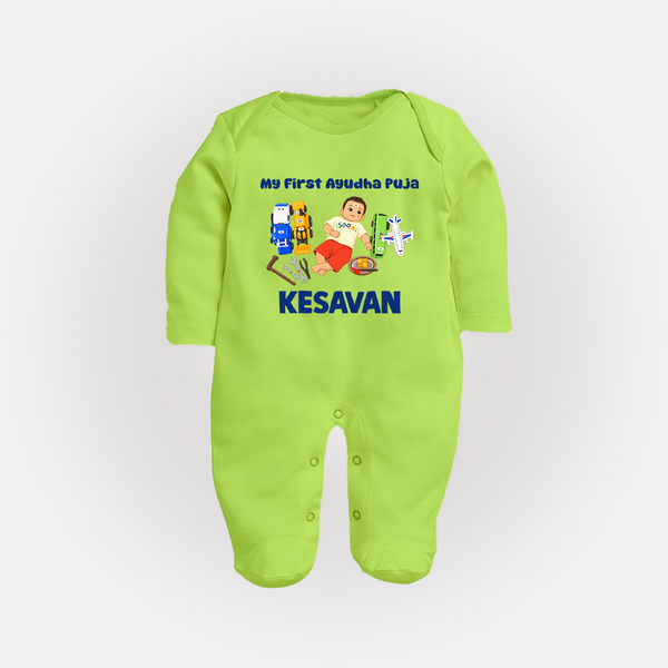 My First Ayudha Puja Toy World Full Body Suit - LIME GREEN - New Born (Chest 7.5")
