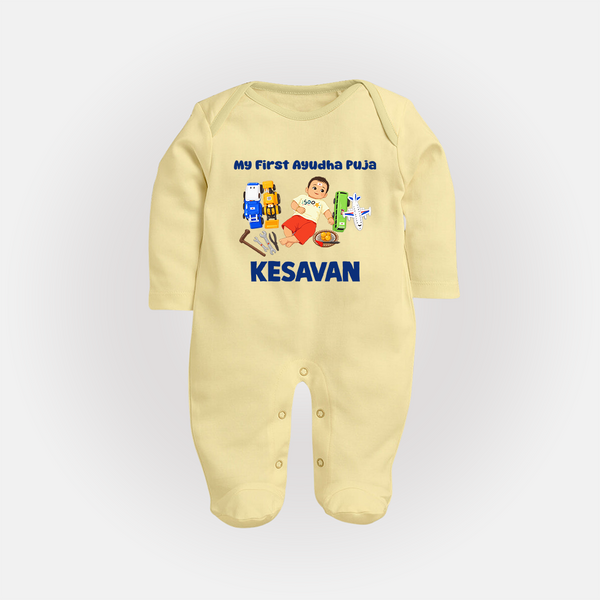 My First Ayudha Puja Toy World Full Body Suit - PASTEL YELLOW - New Born (Chest 7.5")