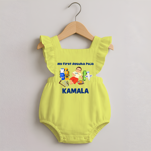My First Ayudha Puja Toy World Romper Frock - PASTEL YELLOW - 0 - 3 Months Old (Chest 19")