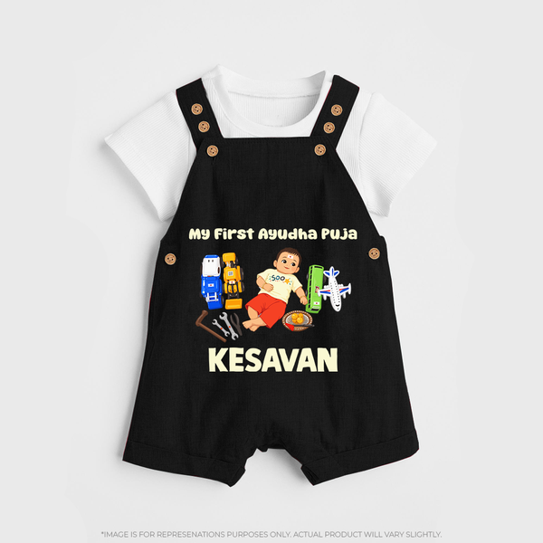 My First Ayudha Puja Toy World Dungaree - BLACK - 0 - 5 Months Old (Chest 18")