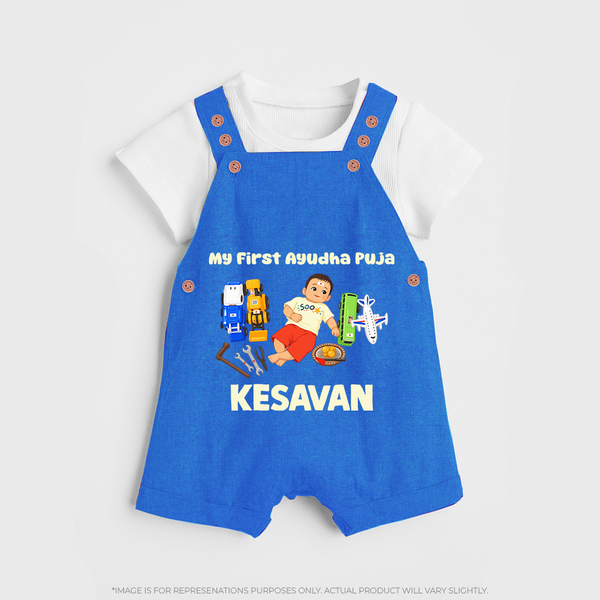 My First Ayudha Puja Toy World Dungaree - COBALT BLUE - 0 - 5 Months Old (Chest 18")