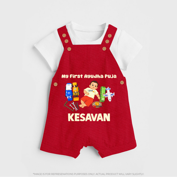 My First Ayudha Puja Toy World Dungaree - RED - 0 - 5 Months Old (Chest 18")